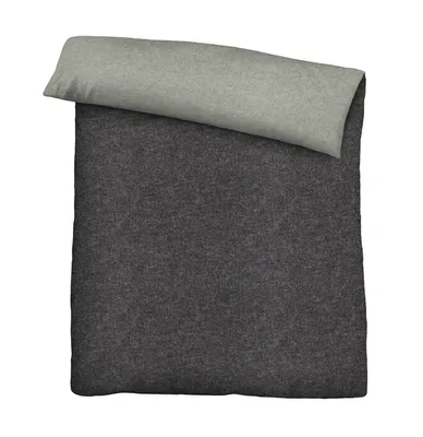 A folded duvet cover and pillowcase set.