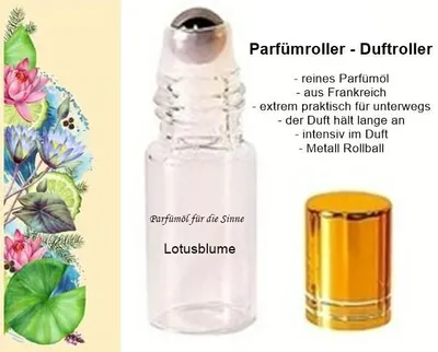 Produktbild von GKA Parfüm Duftroller Parfümroller Lotusblüte Roll-On für unterwegs Parfümöl aus Frankreich sehr intensiv