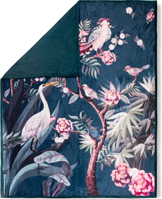 Produktbild von Descanso Wohndecke mit Blumen - 130x160 cm - 100% Polyvelvet