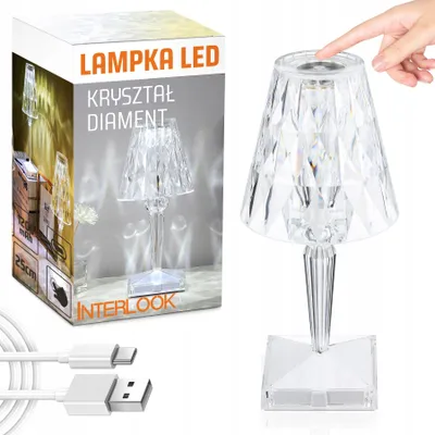 Produktbild von Interlook Kristall Tischlampe LED Diamant Touch USB 3 Farben