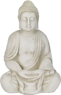 Immagine prodotto di Relaxdays XXL Statua di Buddha, grande Buddha da giardino seduto, altezza 70 cm, resistente alle intemperie e al gelo, statua decorativa da giardino, color crema