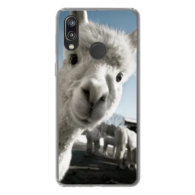 Produktbild von MuchoWow® Handyhülle Schutzhülle Hülle für Huawei P20 Lite (2020) Alpaka - Weiß - Tier Silikon Softcase Handy Hülle - Kartenhalter
