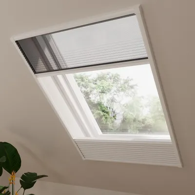 Produktbild von Dachfenster Fliegengitter Plissee Multi - Verdunkelung - Weiß - 80 x 120