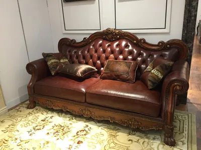 Produktbild von Ledersofa Barock Stil Rokoko Leder Sofa Couch Polster Sitz 3 Sitzer Dreisitzer