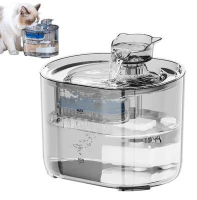 Produktbild von ZELURXX Transparenter Automatischer Katzenbrunnen Hundetrinkbrunnen, Zirkulierender Wasserspender, Filterbar, Leicht zu Reinigen, Für Katze & Hund
