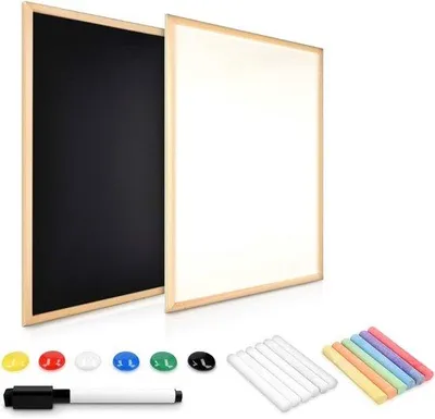 Imagen del producto de Pizarra blanca doble y escritorio - Panel de pared magnético - 40 x 60 cm - /Blanco