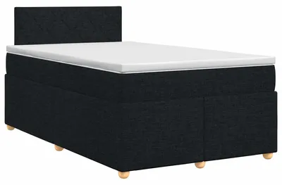 Image de Lit Boxspring avec matelas Noir 120 x 190 cm Tissu