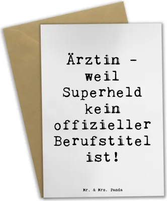 Produktbild von Mr. & Mrs. Panda babykarte Spruch Ärztin Superheld - Weiß - Geschenk, einladungskarten, Diagnose, Grußkarten, Therapie, Berufsprodukte, Magie, Patienten, vatertagskarte