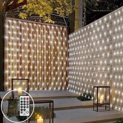 LED-Netzlicht 3x2 m, 200 LEDs, weiß, IP44, Fernbedienung, 8 Modi