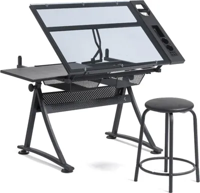 Produktbild von Lykke Zeichentisch mit Glasoberfläche und Hocker