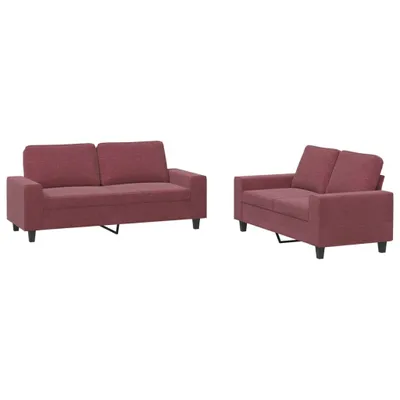 Image de vidaXL Canapé 2 pièces rouge vin Tissu