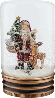 Image de Clayre & Eef Boule à neige Père Noël Ø 5x9 cm Rouge Verre