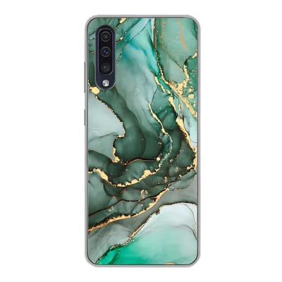 Produktbild von MuchoWow® Handyhülle Schutzhülle Hülle für Samsung Galaxy A30s Gold - Marmor - Grün - Luxus - Marmoroptik - Grau Silikon Softcase Handy Hülle - Karteninhaber