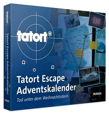 Zdjęcie produktu dla 67197 Tatort Kalendarz adwentowy Escape Room Kalendarz adwentowy z 24 ekscytującymi zagadkami na okres adwentu Śmierć pod gwiazdą betlejemską