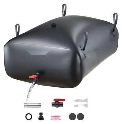 Image de Réservoir d'eau pliable Sac à eau - Sac d'eau 330 L - Avec robinet - En PVC 1000D - Portable et peu encombrant - Pour l'irrigation et les urgences - Noir