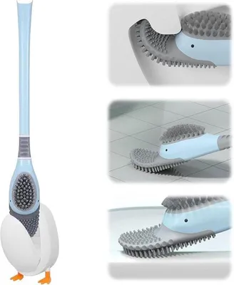 Produktbild von Silikon Toiletbürste mit Randreiniger - Tiefe Reinigung - Standhalter