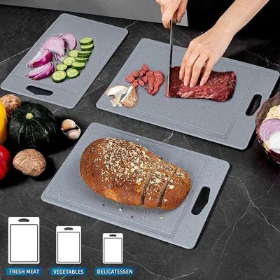 Produktbild von Famanu Schneidebrett - 3-teiliges Set aus lebensmittelechtem Kunststoff