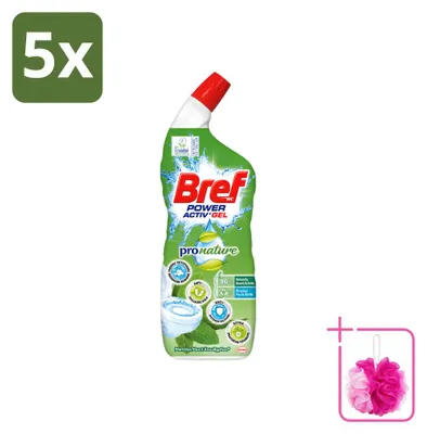 Produktbild von 5 x Bref WC Power Activ+ Toiletreiniger Gel - Eucalyptus - 700 ml - Sparpackung - 5 Stücke