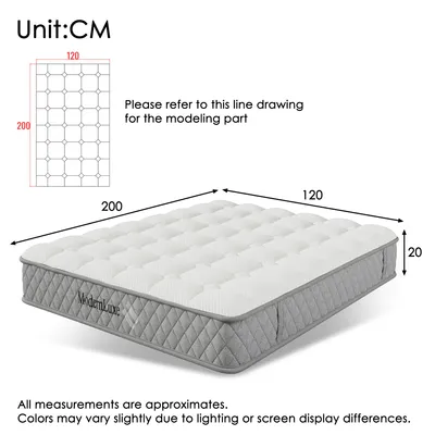 Image de Matelas orthopédique en mousse froide 120 x 200 cm, ressorts ensachés 7 zones, fermeté H3, blanc
