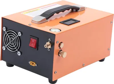 Image de Pompe à air électrique - Compresseur haute pression 300 W - 30 MPa / 300 bar - Débit de 40 l/min - Alimentation CC - Pour bouteilles d'air comprimé - Orange