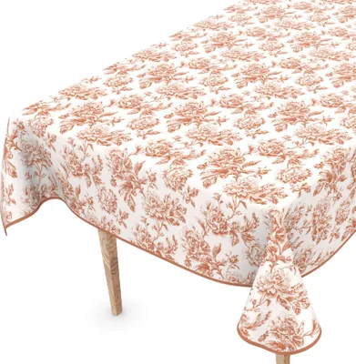 Tischdecke Wachstuch Blumen Beige Robust Wasserabweisend Breite 140 cm Länge 280 cm, Hauptbild in hoher Auflösung