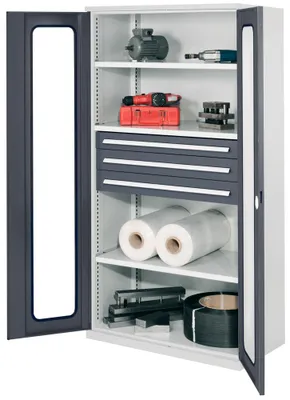 Produktbild von Kappes Schwerlastschränke ohne Mitteltrennwand 1950x1000x600mm Modell 43 Sichtfenstertüren anthrazitgrau