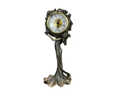 Image de Horloge décorative Art nouveau avec figure féminine de style Véronèse – Horloge de table sculptée aspect bronze, objet de décoration AN10085A4
