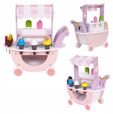 Produktbild von ECOTOYS Holz-Schiebewagen Eisdiele Spielzeug