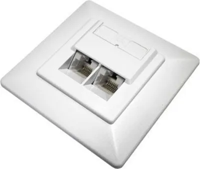 Image de DATACOM Prise de données UTP CAT6 2xRJ45 encastrée 45deg. blanc