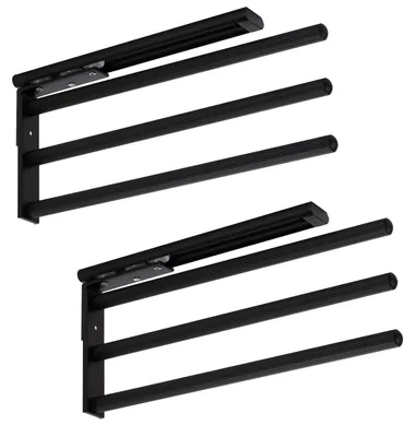 Produktbild von SOTECH Handtuchhalter 3-armig ausziehbar 325-487 mm schwarz matt – Handtuchstange (2 Stück)