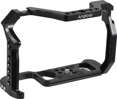 Produktbild von Andoer Kamerakaefig Kamera-Videokaefig aus Aluminiumlegierung mit doppelter Kaltschuhhalterung Zahlreiche 1/4-Zoll- und 3/8-Zoll-Gewinde Ersatz fuer Canon R5/R6/R6 II