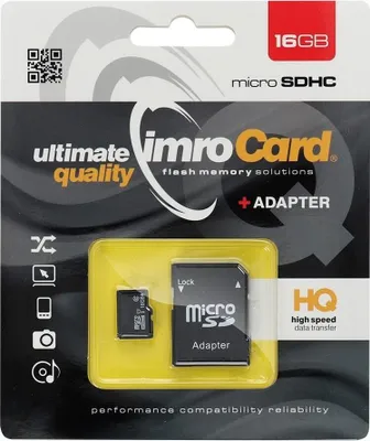 Obrázek produktu pro PAMĚŤOVÁ KARTA IMRO microSD 16GB Class 10 UHS s SD adaptérem