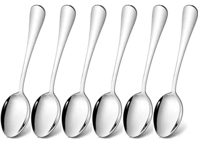 Image de Cuillères à soupe en acier inoxydable, 20,5 cm, couleur argent, lot de 6