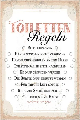 Produktbild von vianmo Holzschild 18x12 cm Toiletten Regeln bitte hinsetzen