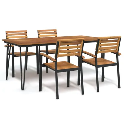Produktbild von 5-tlg. Garten-Essgruppe Massivholz Akazie und Metall