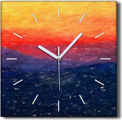 Produktbild von Coloray Hodiny Unikátní 30x30 cm  Tiché hodiny Pro obývací pokoj a kuchyň Nástěnné hodiny Plátno Černé ručičky hodin - Západ slunce