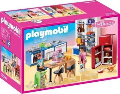 Image de Maison de Poupée PLAYMOBIL 70206, Cuisine Familiale, 129 Pièces, Dès 4 Ans
