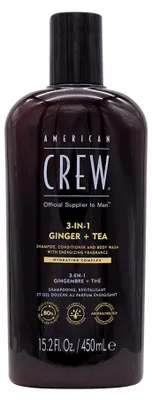 Immagine prodotto di American Crew 3-in-1 Ginger+Tea Shampoo Conditioner And Body Wash 450ml