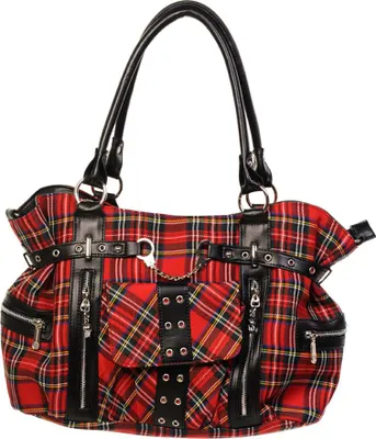 Produktbild von Banned - karierte Handtasche / Schultertasche Tartan Rot