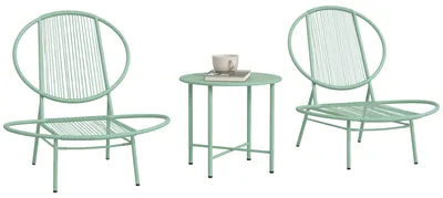 Produktbild von Bistro-Set 3-teilig aus Polyrattan Wetterfest Gartenm?bel Set mit Bistrotisch Muschelf?rmige Gartenstš¹hlen Grš¹n