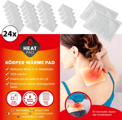 Produktbild von Wärmepad 24er Set 13x10 cm Wärmepflaster Rückenwärmer Tiefewärme Körperwärmer selbstklebend 8 Stunden Wärme Heizkissen