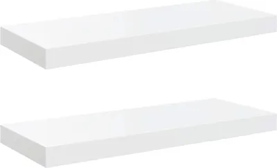 Image de vidaXL Étagères flottantes 2 pcs. Blanc brillant 60x23,5x3,8 cm MDF