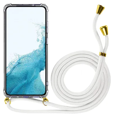 Produktbild von Conie Schutzhülle mit Handykette für Samsung Galaxy A26 5G Silikon Band Case Schnur Cover TPU Hülle in Transparent / Gold / Weiss Gold