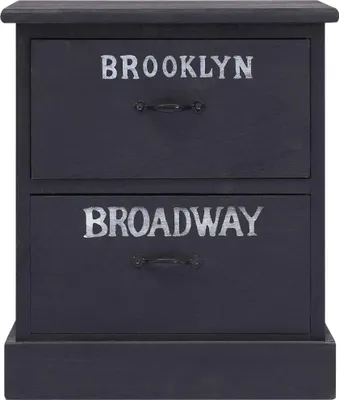 Obrázok produktu pre vidaXL Nočný stolík Black 38 × 28 × 45 cm Paulownia Wood