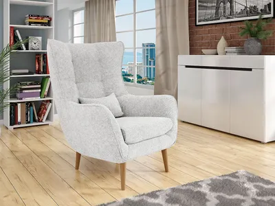 Obrázok produktu pre Dizajnové kreslo ušiak LEVI - svetlé šedé