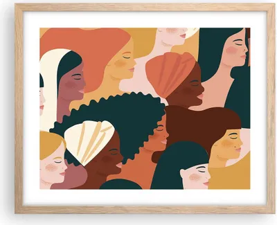 Produktbild von Gerahmtes Poster - Rahmen in heller Eiche - Frauen Multikulturalismus Modern - 50x40 cm - Wand Bild - Wanddeko - Wandbilder - Kunstposter - Wandposter - Bilderrahmen - Bilder - P2NAA50x40-4500