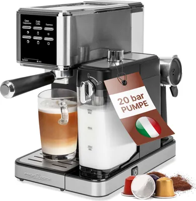 Produktbild von ProfiCook Espressomaschine 2in1 für Kaffeepulver und Nespresso kompatible Kapseln - Siebträger-Maschine 20bar - PC ES 1266