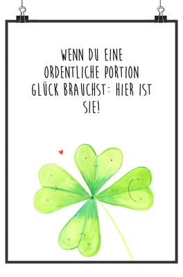 Produktbild von Mr. & Mrs. Panda Bild Blume Kleeblatt Motiv DIN A3 - Weiß - Geschenk, Glücksbringer, Motivation, Plakat, Umzug, Kunstdruck, Glück, Wandbild, Garten, wanddeko, drucke