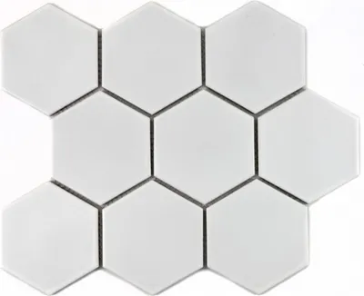 Produktbild von Mosaik Fliese Keramik Hexagon weiß matt Küche Fliese WC Badfliese MOS11F-0111_f | 10 Mosaikmatten