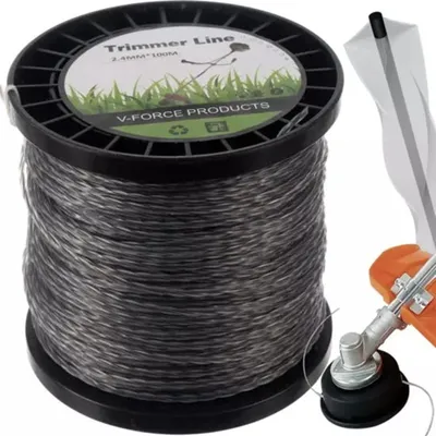 Produktbild von MOZY - Freischneiderfaden - Grau - 100 Meter - 2,4 mm - Verdreht - Extra stabil - Rasentrimmerfaden - Schneidfaden - Fadenspule - Ohne Freischneider - Trimmerfaden - Trimmerfaden - Trimmerfaden - Kantenmäher - Mähfaden